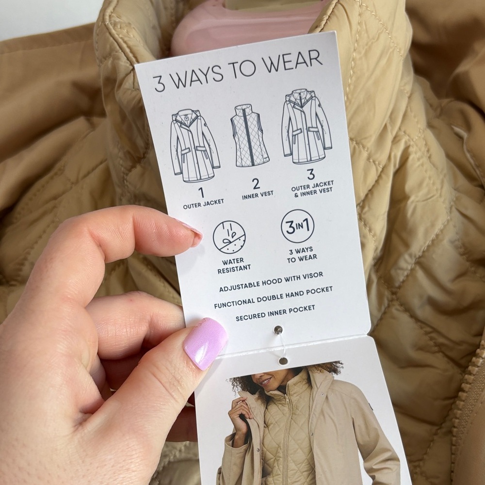Lands' End Beige 3 in 1 Ski & Snow Jacket - Picture 9 of 13